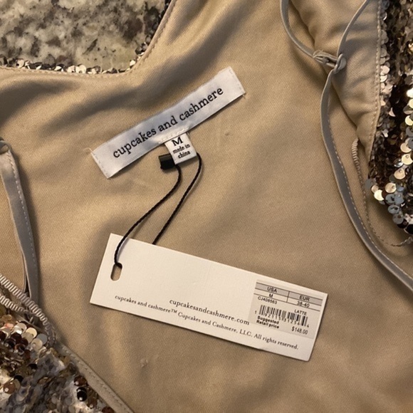NWT Cupcakes and Cashmere sequin snake gold reversible tank slip dress mediumBB9 - Picture 14 of 14